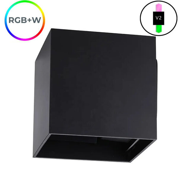 LEDlumi WLRGBWSW-V2 Up Down LED Wandleuchte schwarz IP65 24V 12W RGBW 2700 Kelvin